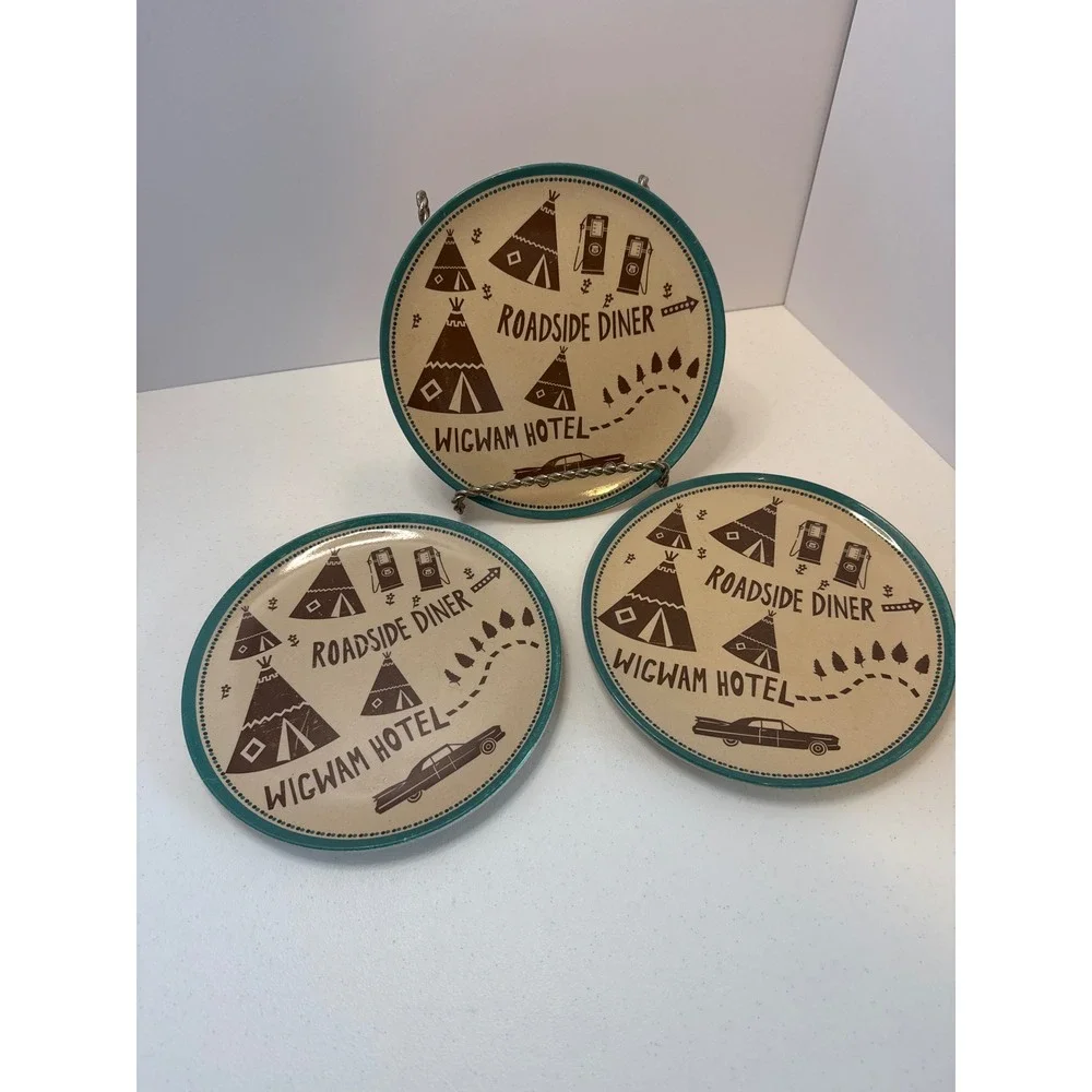 The Curiosity Shoppe Target Wigwam Hotel Roadside Diner Melamine Plates Set of 3